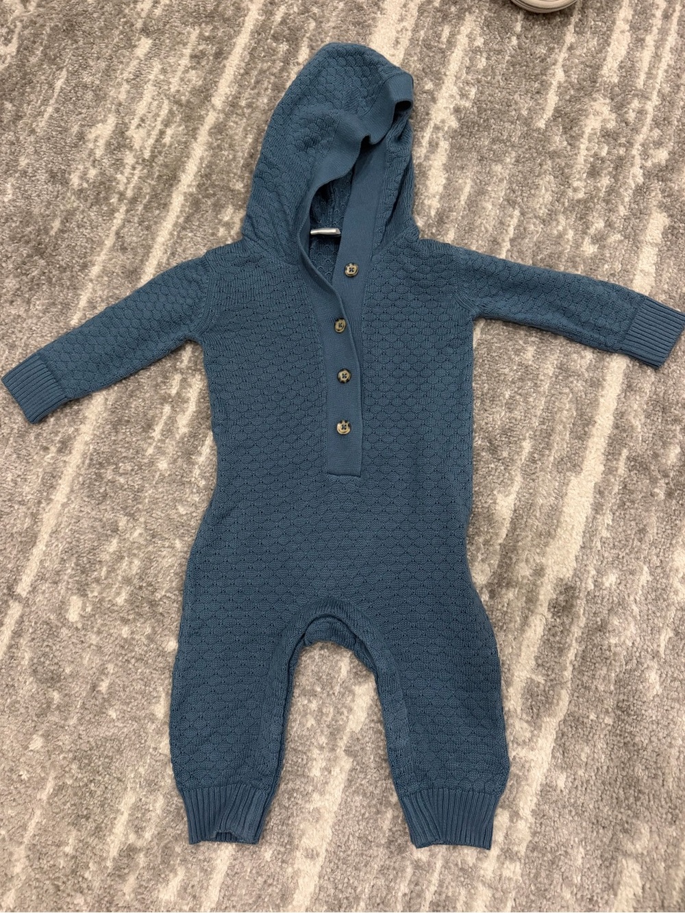 Nordstrom Blue Knit Hooded One-Piece